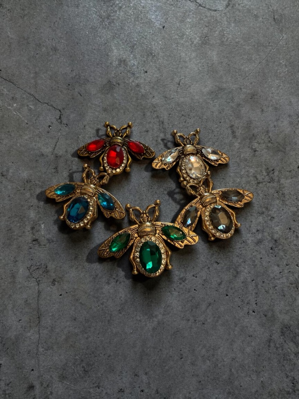 Bee Brooch Pin (you pick one) Green, Red, Blue, Smokey and Clear Gemstones